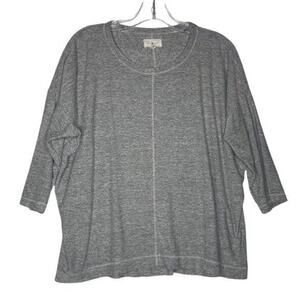 Lou & Gray Womens Top Size S Gray Light Oversized  Scoop Neckline Pullover Top